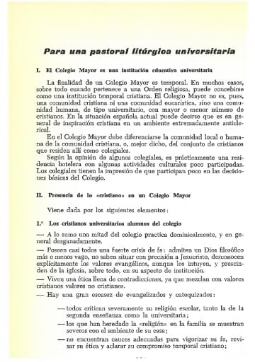 Para una pastoral litúrgica universitaria