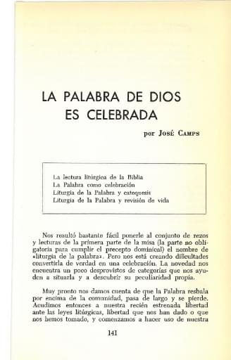La palabra de Dios es celebrada