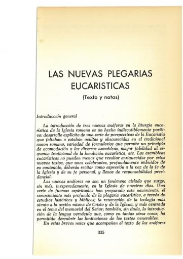 Las nuevas plegarias eucarísticas (texto y notas)