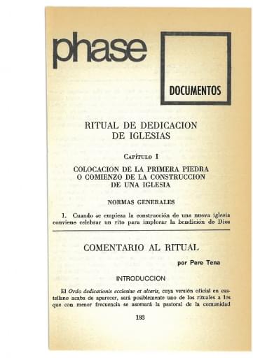 Portada del libro «Ritual de Dedicación de iglesias. Comentario de Pere Tena»