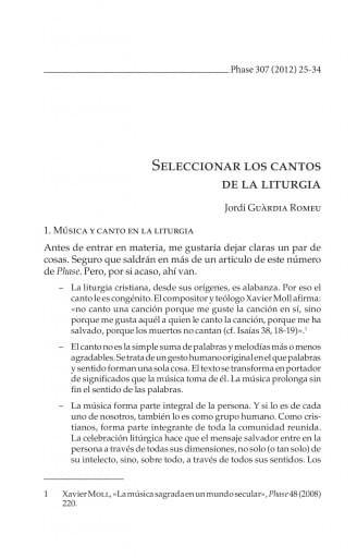 Seleccionar los cantos de la liturgia (Jordi Guàrdia Romeu)