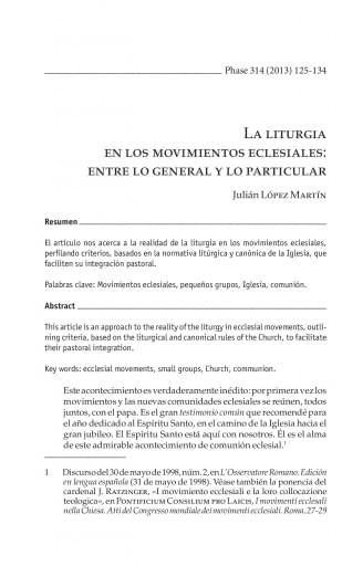 La liturgia en los movimientos eclesiales: entre lo general y lo particular (Julián López Martín)