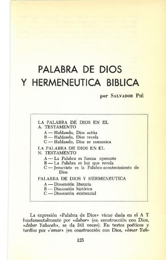 Palabra de Dios y hermenéutica bíblica