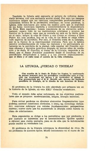 La liturgia, ¿verdad o tiniebla?