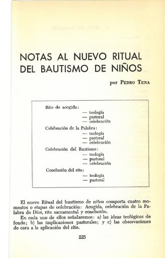 Notas al nuevo ritual del bautismo de niños