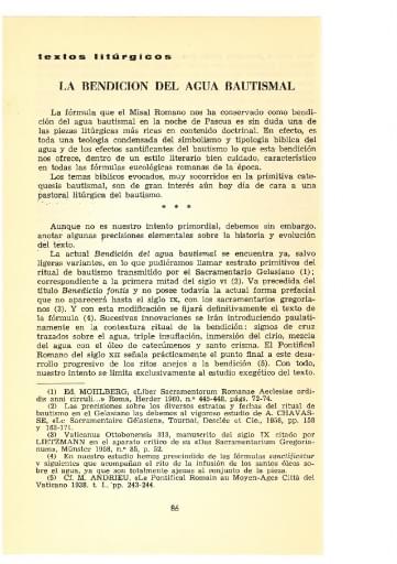 La bendición del agua bautismal