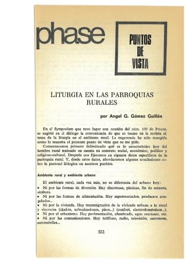 Liturgia en las parroquias rurales
