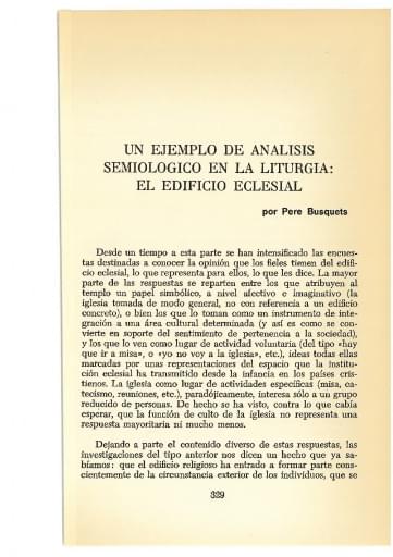 Un ejemplo de análisis semiológico en la liturgia: el edificio eclesial