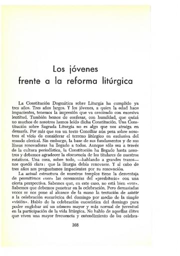 Los jóvenes frente a la reforma litúrgica