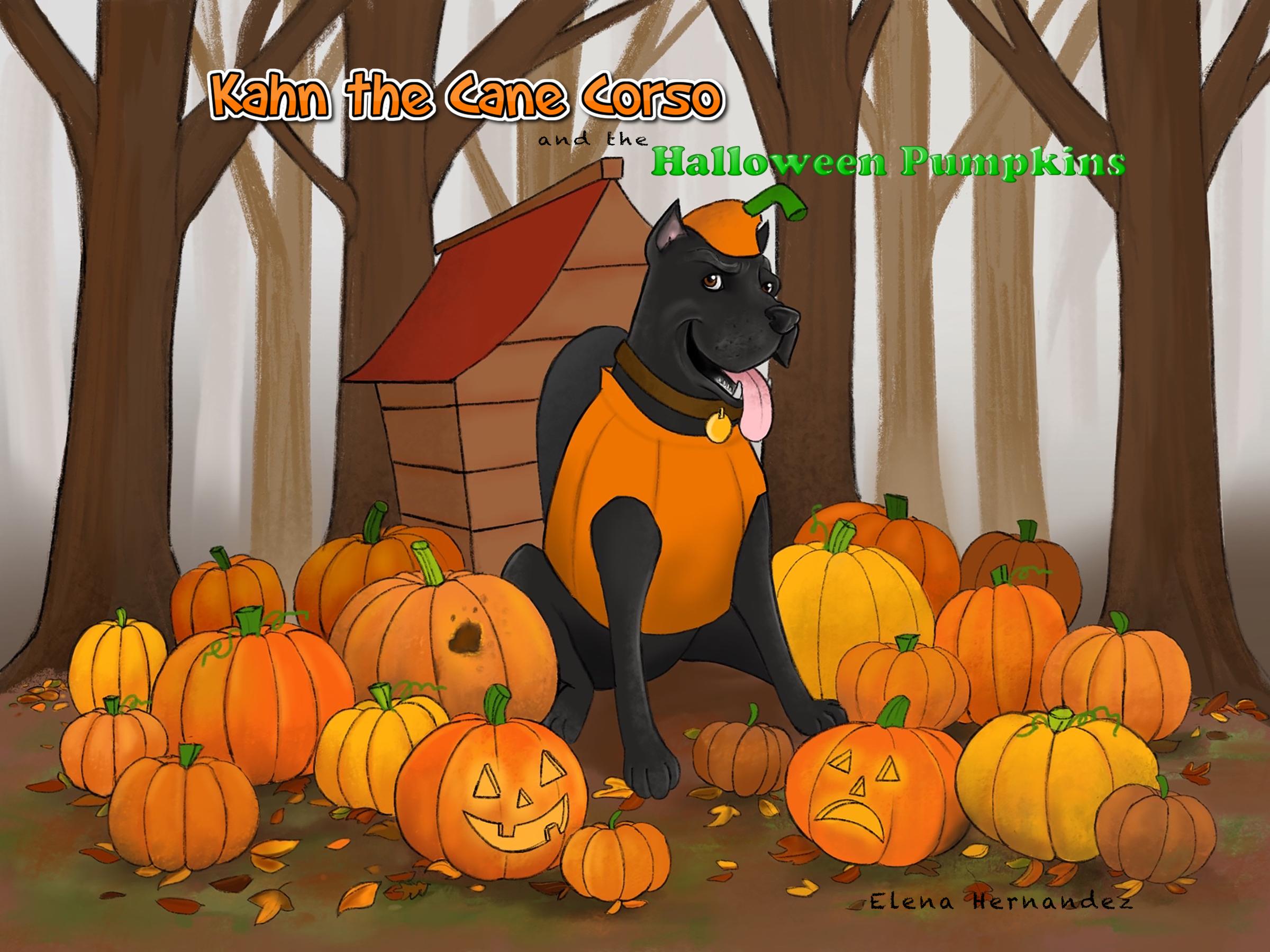 Kahn the Cane Corso and the Halloween Pumpkins