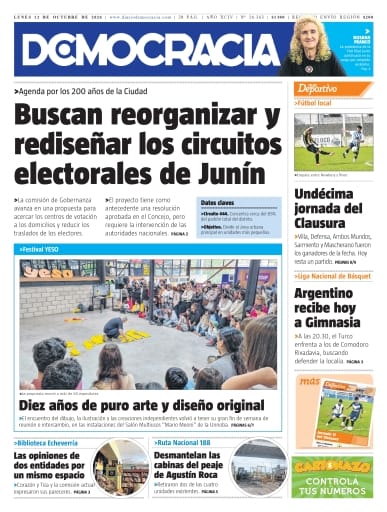 Tapa del diario Diario Democracia del 12/10/2026