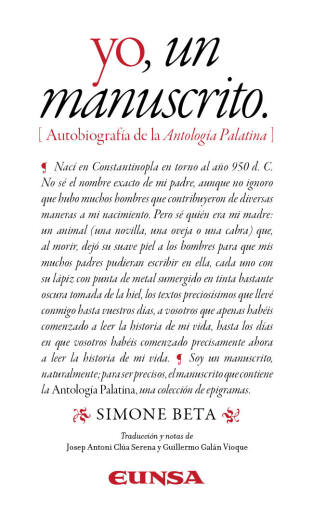Yo, un manuscrito. Autobiografía de la Antología Palatina