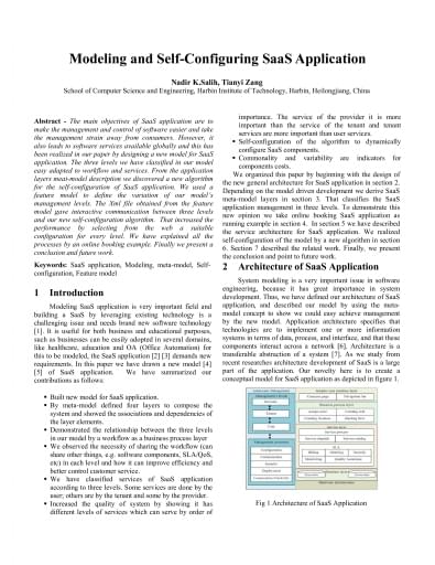 Modeling and Self-Configuring SaaS Application cover image