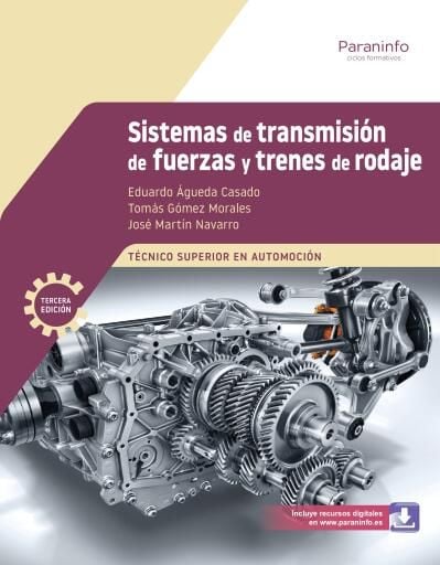 Portada del libro «Sistemas de transmisión de fuerzas y trenes de rodaje 3.ª edición 2026», de Eduardo Águeda Casado, Tomás Gómez Morales