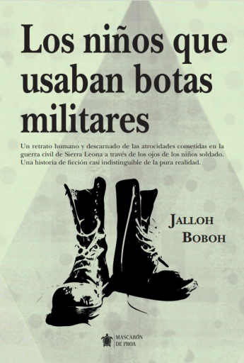 Portada del libro «Los niños que usaban botas militares», de Jalloh Boboh