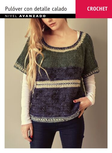Crochet Pulover detalle calado: Nivel Avanzado