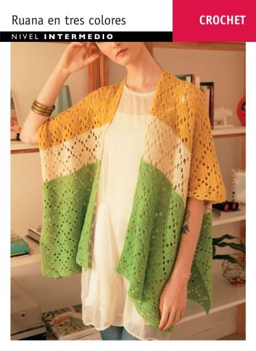 Crochet Ruana tres colores: Nivel Intermedio