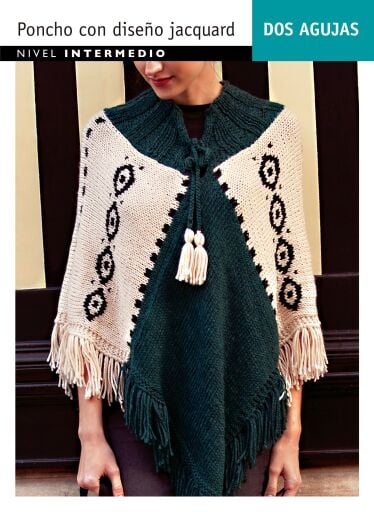 Dos agujas Poncho jacquard: Nivel Intermedio