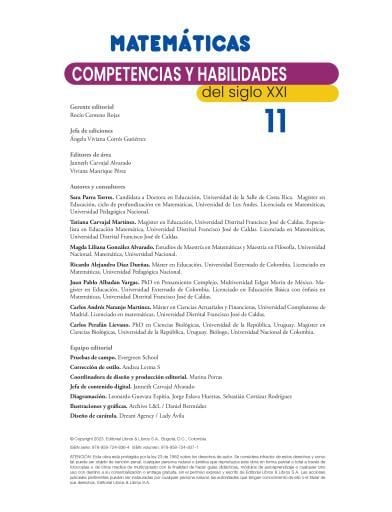 Matemáticas 11 Competencias y habilidades del Siglo XXI