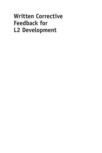 Portada del libro «Written Corrective Feedback for L2 Development»