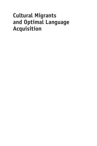 Portada del libro «Cultural Migrants and Optimal Language Acquisition»