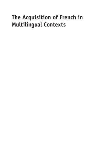 Portada del libro «The Acquisition of French in Multilingual Contexts»