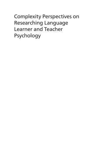 Portada del libro «Complexity Perspectives on Researching Language Learner and Teacher Psychology»