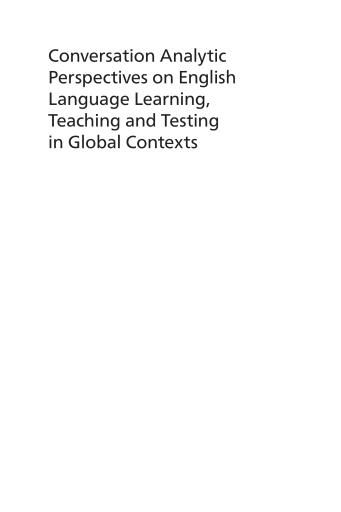 Portada del libro «Conversation Analytic Perspectives on English Language Learning, Teaching and Testing in Global Contexts»