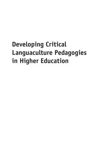 Portada del libro «Developing Critical Languaculture Pedagogies in Higher Education», de Adriana Raquel Díaz