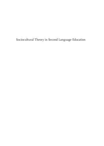 Sociocultural Theory in Second Language Education