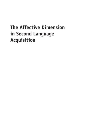 The Affective Dimension in Second Language Acquisition