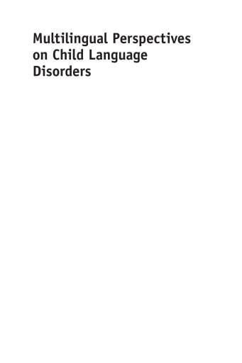 Multilingual Perspectives on Child Language Disorders