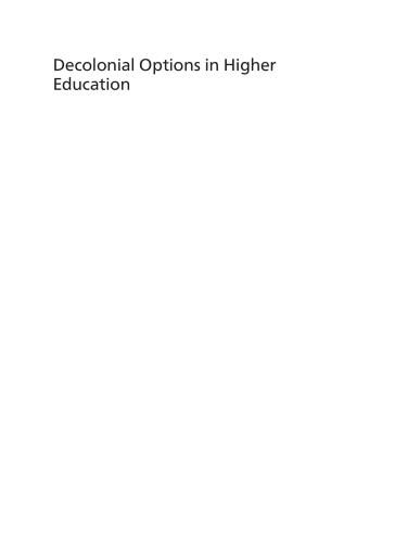 Portada del libro «Decolonial Options in Higher Education»