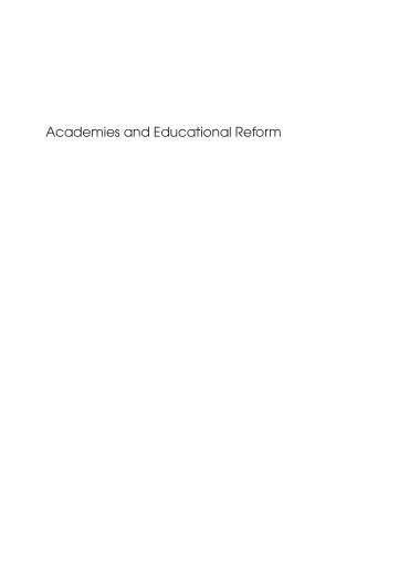 Portada del libro «Academies and Educational Reform», de Elizabeth Leo, David Galloway