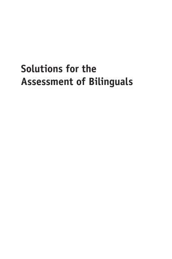 Portada del libro «Solutions for the Assessment of Bilinguals»
