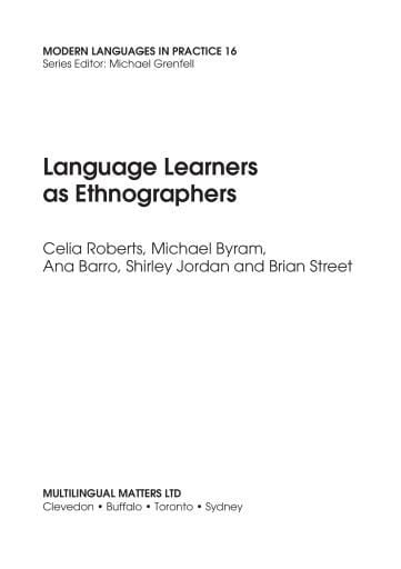 Portada del libro «Language Learners as Ethnographers», de Celia Roberts, Michael Byram