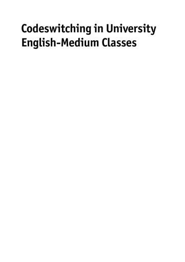 Portada del libro «Codeswitching in University English-Medium Classes»