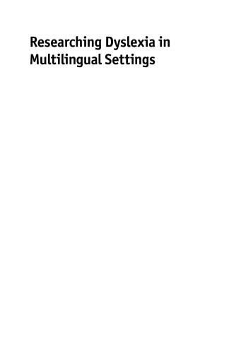 Portada del libro «Researching Dyslexia in Multilingual Settings»