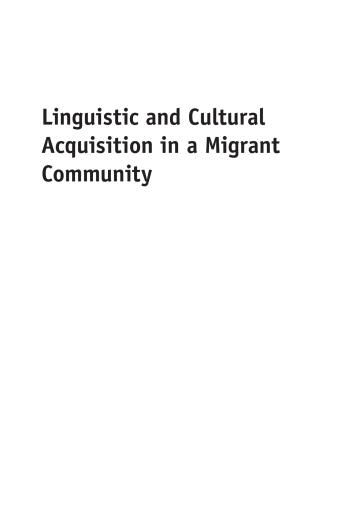 Portada del libro «Linguistic and Cultural Acquisition in a Migrant Community»