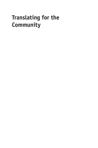 Portada del libro «Translating for the Community»