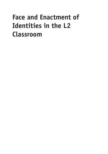 Portada del libro «Face and Enactment of Identities in the L2 Classroom», de Joshua Alexander Kidd