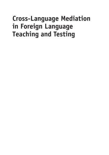 Cross-Language Mediation in Foreign Language Teaching and Testing