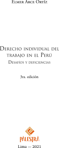 Derecho individual del trabajo en el Perú (3era edición)