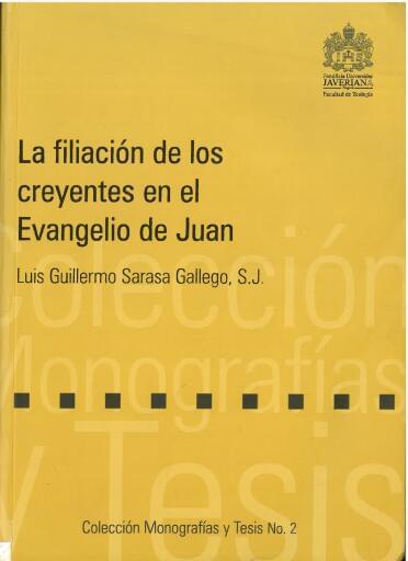 La Filiación de los creyentes en el Evangelio de Juan