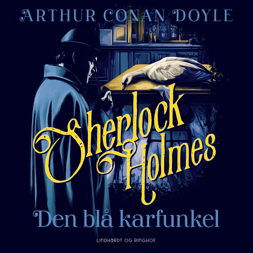 Portada del audiolibro «Den blå karfunkel», de Arthur Conan Doyle