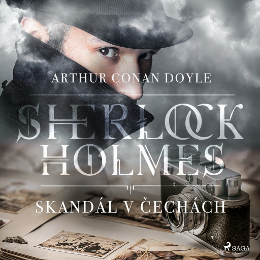 Portada del audiolibro «Skandál v Čechách», de Arthur Conan Doyle