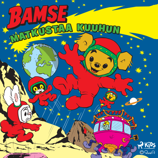 Portada del audiolibro «Bamse matkustaa kuuhun», de Rune Andréasson