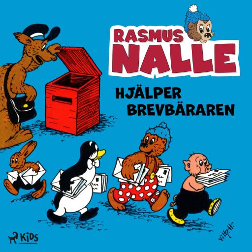 Portada del libro «Rasmus Nalle hjälper brevbäraren», de Carla Hansen, Vilhelm Hansen
