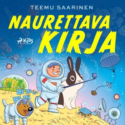 Portada del audiolibro «Naurettava kirja», de Teemu Saarinen