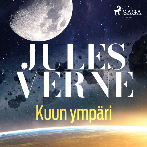 Portada del audiolibro «Kuun ympäri», de Jules Verne